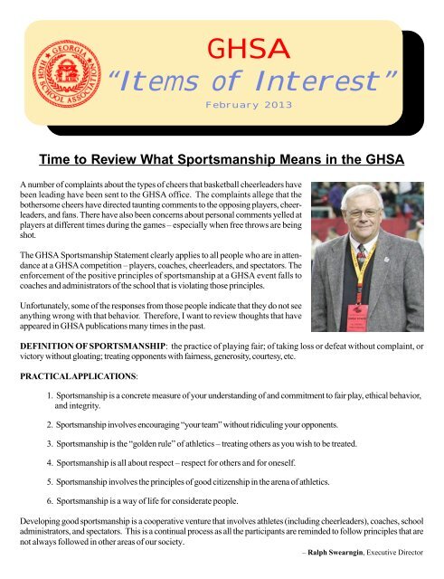 GHSA “Items of Interest” - Georgia High School Association
