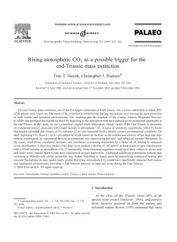 Rising atmospheric CO2 as a possible trigger for the end-Triassic ...