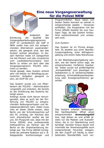 Eine neue Vorgangsverwaltung für die Polizei NRW - (GdP ...
