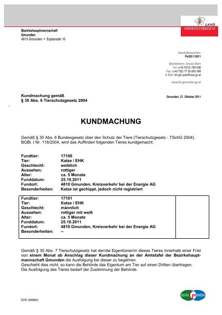 KUNDMACHUNG - Gmunden