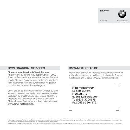 Preisliste S 1000 RR - BMW Motorrad Deutschland