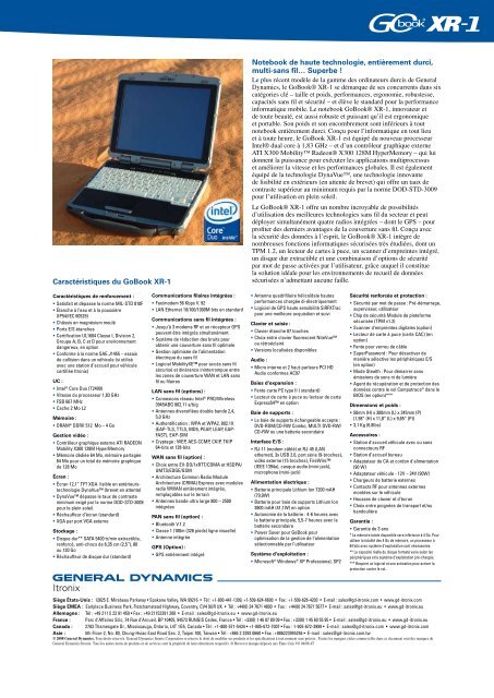 Fiche technique GoBook® XR-1 - General Dynamics Itronix