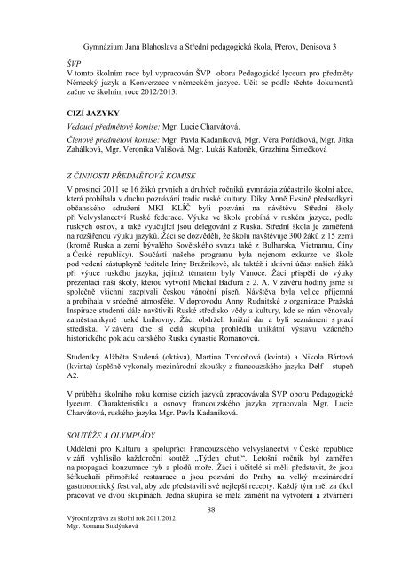 Výroční zpráva za školní rok 2011/2012 - Gymnázium Jana ...
