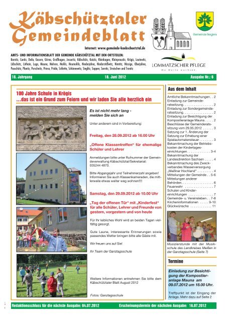 Käbschütztaler Gemeindeblatt - Gemeinde Käbschütztal