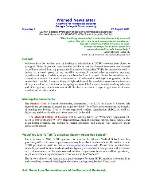 Gcsu Schedule Spring 2022 Pre-Med Newsletter Issue 9 - Georgia College &Amp; State University
