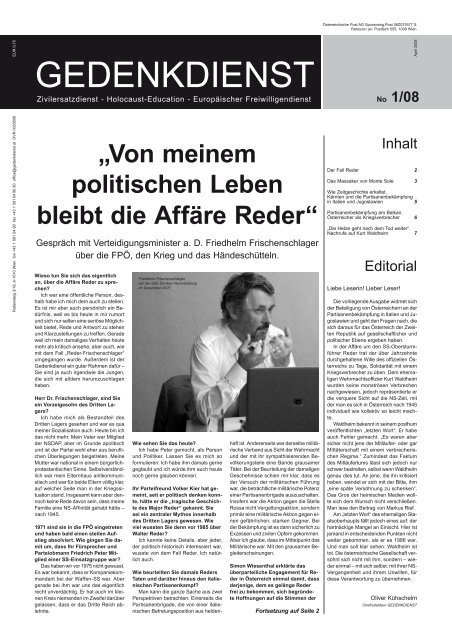 Von meinem politischen Leben bleibt die Affäre Reder - Verein ...