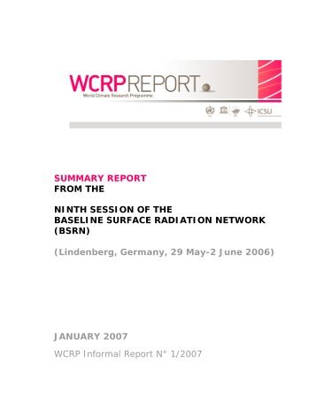 SUMMARY REPORT FROM THE NINTH SESSION OF ... - GEWEX