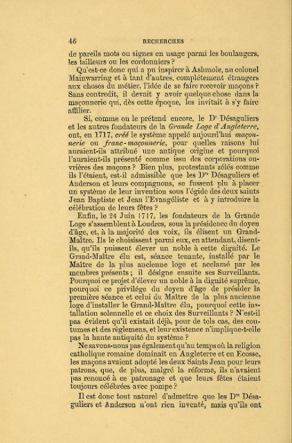 Recherches sur le Rite Ecossais Ancien et Accepté précédé d'un ...