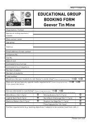 Educational Group Booking Form Jul2011 - Geevor Tin Mine