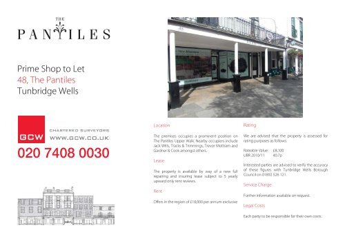 Prime Shop to Let 48, The Pantiles Tunbridge Wells - GCW