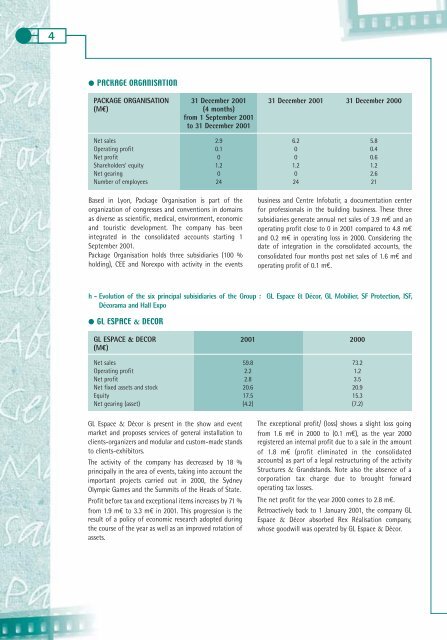 Annual report 2001 - GL events