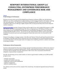 Newport International Group LLC Consulting: Enterprise Performance Management and Governance Risk and Compliance