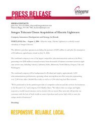 Integra Telecom Closes Acquisition of Electric Lightwave