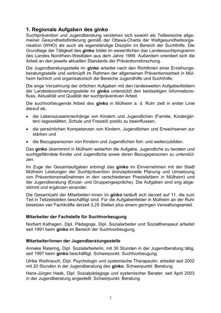 Jahresbericht ginko 2006 - ginko Stiftung für Prävention