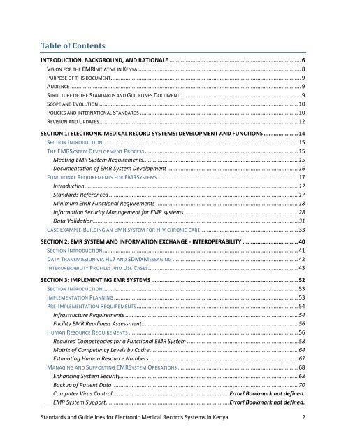 Standards and Guidelines for Electronic Medical Record Systems in ...