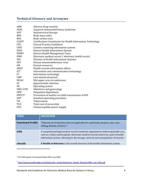 Standards and Guidelines for Electronic Medical Record Systems in ...