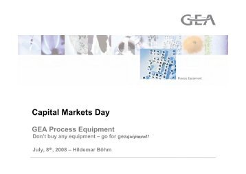 Capital Markets Day - GEA Group