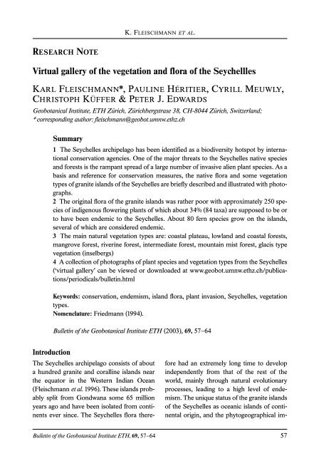 PDF, 72 kB - Geobotanical Institute ETH Zurich - ETH Zürich