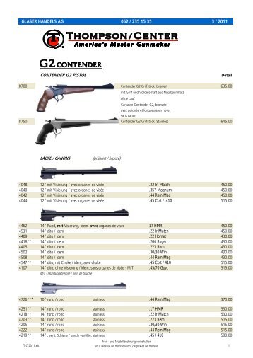 CONTENDER G2 PISTOL - Glaser Handels AG