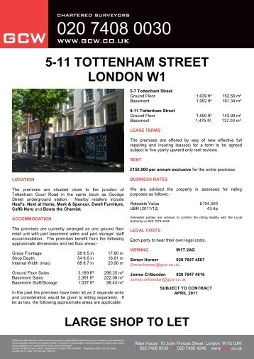 5-11 TOTTENHAM STREET LONDON W1 - GCW