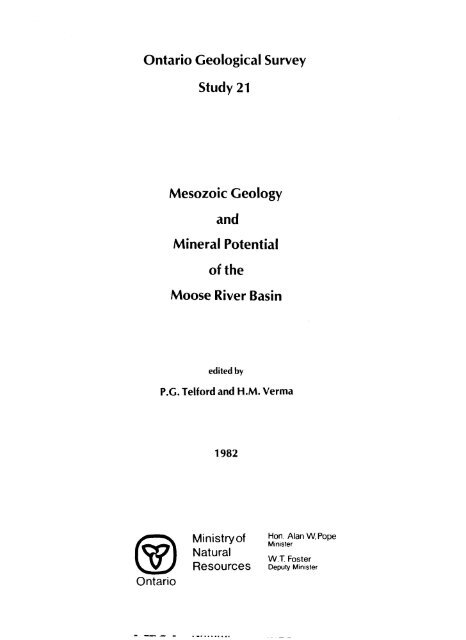 Moose River Basin: geology and mineral potential - Geology Ontario