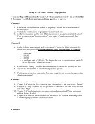 Spring 2012: Exam #1 Possible Essay Questions These are the ...