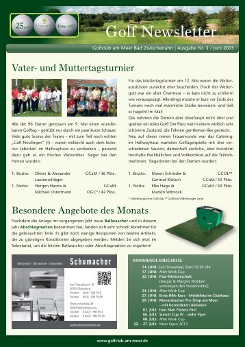 Newsletter Juni 2013 - Golfclub am Meer