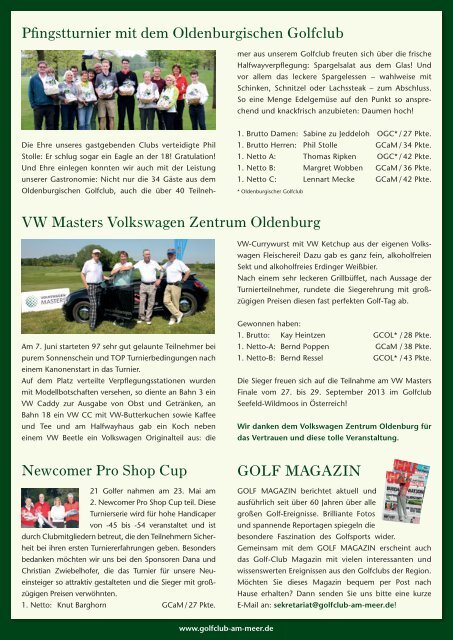 Newsletter Juni 2013 - Golfclub am Meer