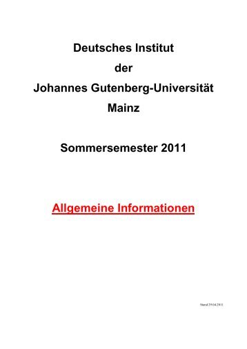 Deutsches Institut der Johannes Gutenberg-Universität Mainz ...