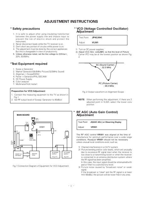 ADJUSTMENT INSTRUCTIONS