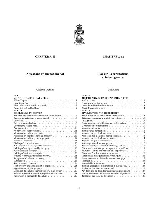 Loi sur les arrestations et interrogatoires - Gouvernement du ...