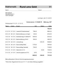 Mathematik Rund ums Geld - Gegenschatz.net