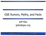 GSE Rumors, Myths, and Facts - Giac
