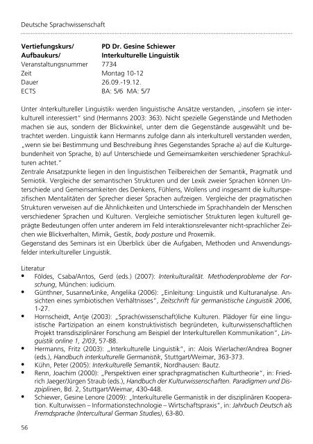 kommentierten Vorlesungsverzeichnis (pdf) - Institut für Germanistik ...