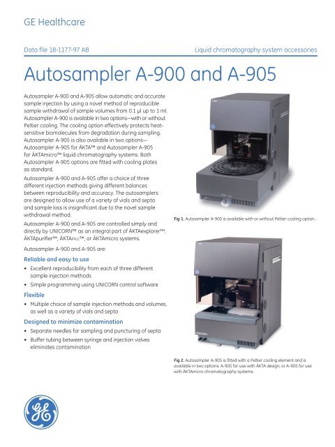 Autosampler A-900 and A-905 - GE Healthcare Life Sciences