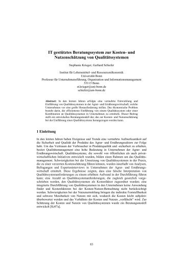 und Nutzenschätzung von Qualitätssystemen - Die GIL