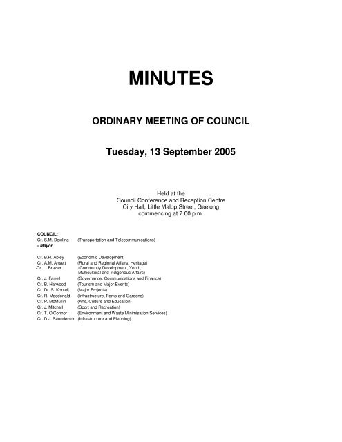 Council Minutes - 13 September 2005 - City of Greater Geelong