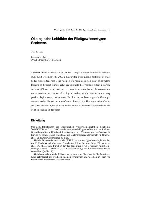 Ökologische Leitbilder der Fließgewässertypen Sachsens (WRRL)