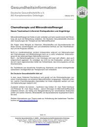 Chemotherapie und Mikronährstoffmangel