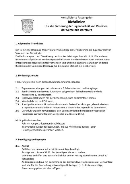 1. Änderungssatzung der - Gemeinde Dornburg