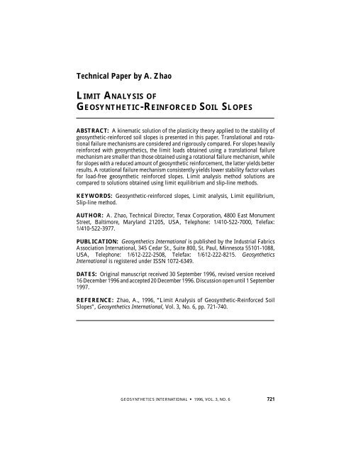 limit analysis of geosynthetic-reinforced soil slopes - IGS ...