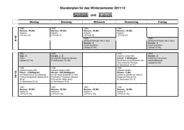 Stundenplan WiSe 2011-12