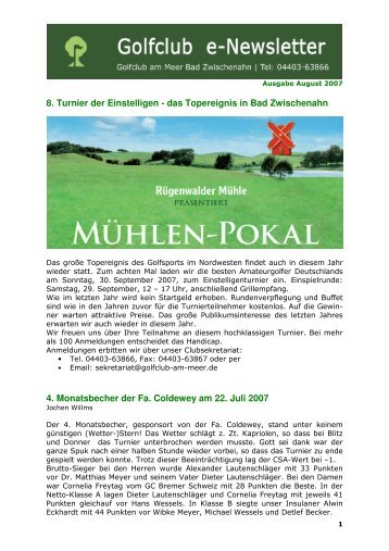 Newsletter August 2007 - Golfclub am Meer