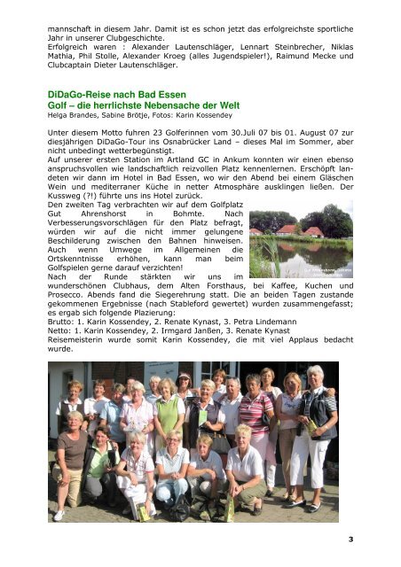 Newsletter August 2007 - Golfclub am Meer