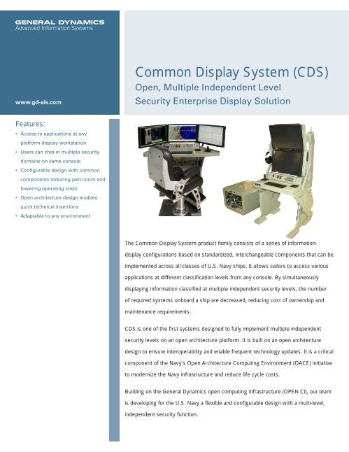 Common Display System (CDS) - General Dynamics Advanced ...