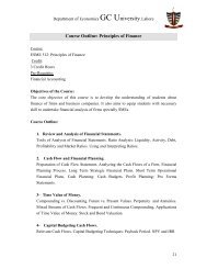 Course Outline: Principles of Finance