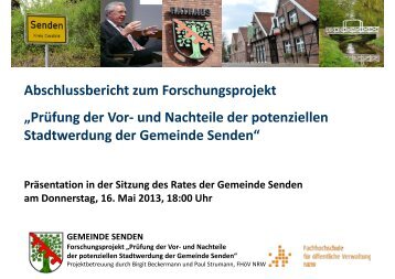 Abschlussbericht zum Forschungsprojekt - Gemeinde Senden