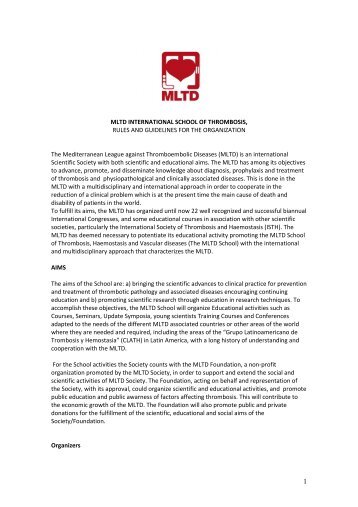 mltd international school of thrombosis, rules and guidelines for the ...
