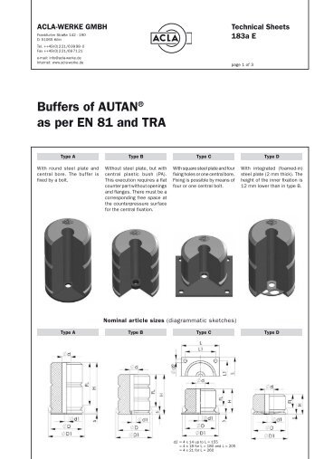 Buffers of AUTAN® as per EN 81 and TRA - G.m.v.