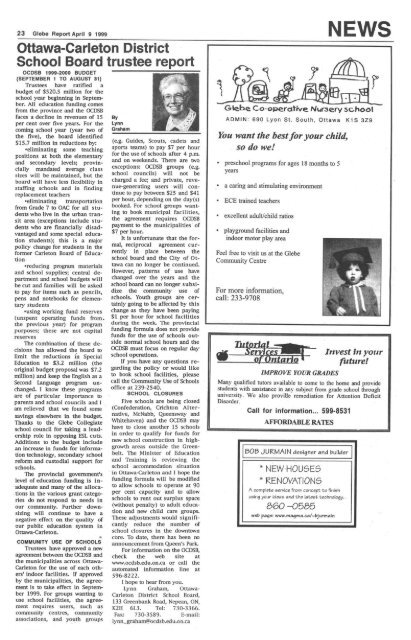 April 09, 1999 - Glebe Report